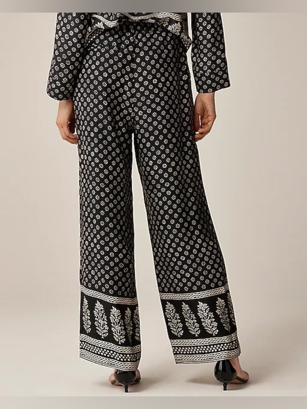 J. Crew Black and White Wide-Leg Printed Pants - Picture 4 of 8